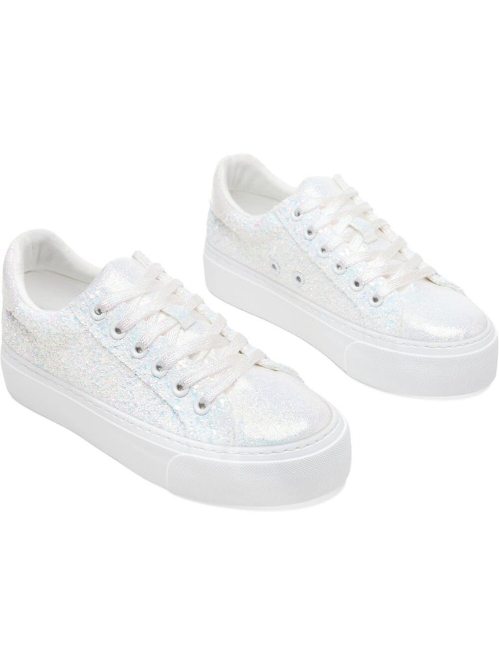 Glitter Platform Sneakers for Women | Sparkly Lace-Up Chunky Tennis Shoes